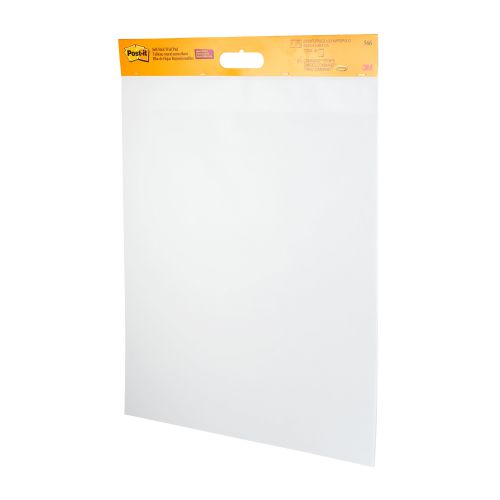Post-it Super Sticky Self Stick Wall Pad Meeting Chart 566, White, 58.4 cm x 50.8 cm, 20 Sheets/Pad, 2 Pads/Pack, 100% PEFC SGSCH-PEFC-COC-110078 + 8
