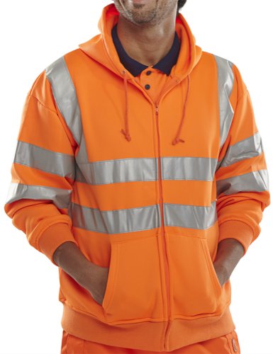 Beeswift Zip-Up Hooded Sweatshirt Orange L