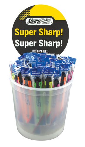 PHC Counter Top Display Bucket C / W 75 Assorted Snap Off Knives