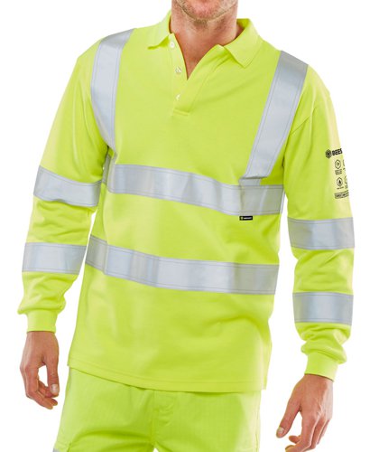 Beeswift Arc Flash Hi Viz Polo Shirt Saturn Yellow 4XL