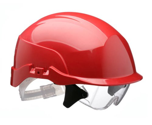Centurion Spectrum Safety Helmet Red C / W Integrated Eye Protection Red