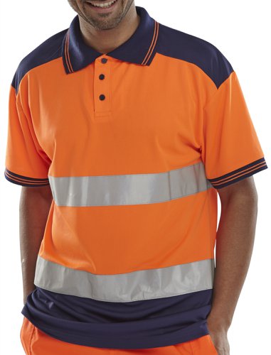 Beeswift Polo Shirt Two Tone Orange / Navy M