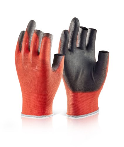 Beeswift Pu Coated 3 Fingerless Glove Red XL (Box of 10)