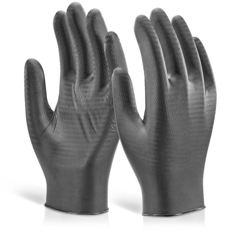 Beeswift Nitrile Disposable Gripper Glove Powder Free Black M (Box of 1000)