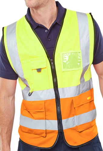 Beeswift Two Tone Executive Waistcoat Saturn Yellow / Orange M