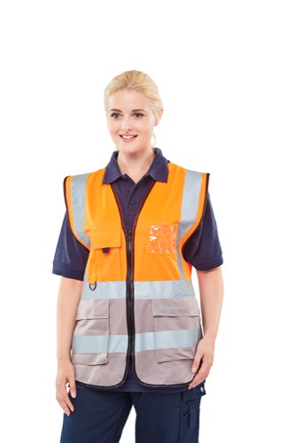 Beeswift Two Tone Executive Waistcoat Orange / Grey M