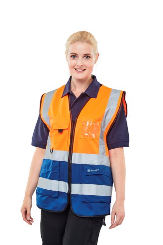 Beeswift Two Tone Executive Waistcoat Orange / Navy M