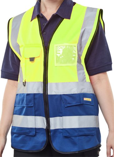 Beeswift Two Tone Executive Waistcoat Saturn Yellow / Navy M