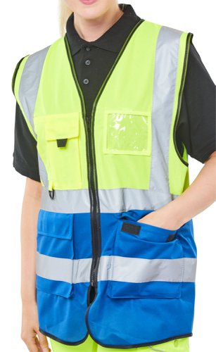 Beeswift Two Tone Executive Waistcoat Saturn Yellow / Royal M