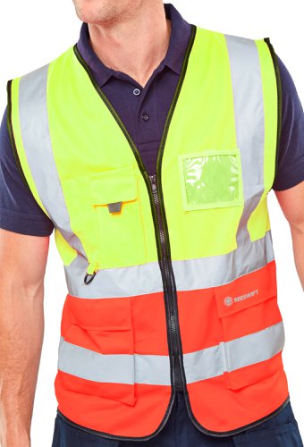 Beeswift Two Tone Executive Waistcoat Saturnyellow / Red M