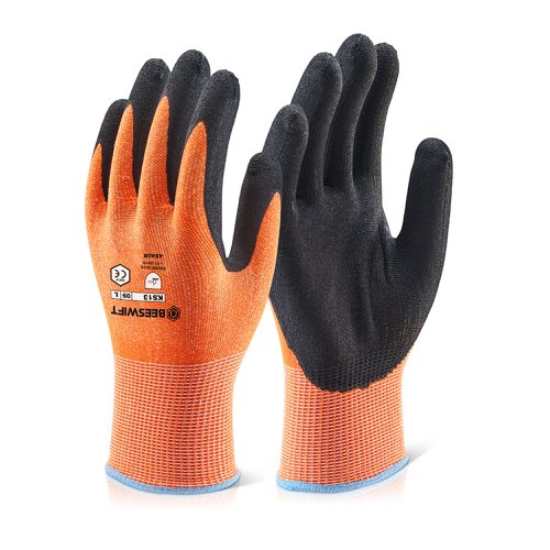 Beeswift Kutstop Micro Foam Nitrile Amber Cut Level 3 Amber L