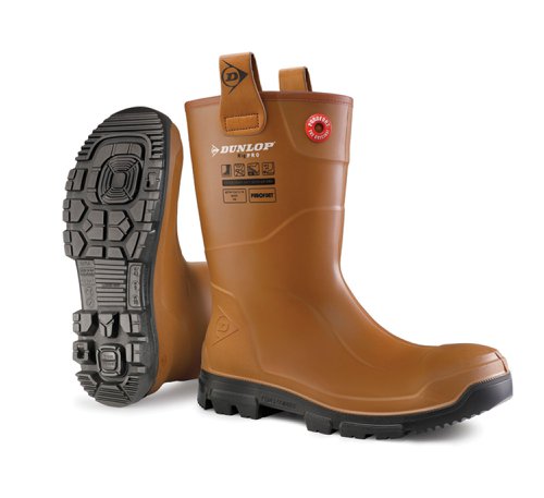 Dunlop Purofort Rigpro Unlined Steel Toe Cap Boot Tan 13