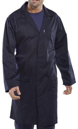 Beeswift Poly Cotton Warehouse Coat Navy Blue 32