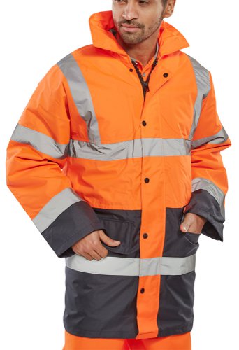 Beeswift Two Tone Traffic Jacket Orange / Navy L