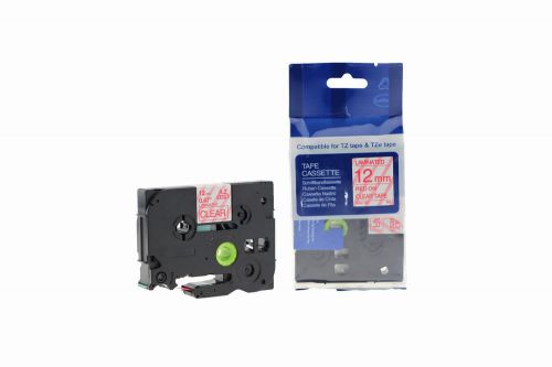 Compatible Brother P Touch TZe-132 Red on Clear also for TZ-132 Label Cassette