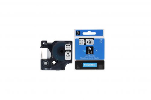 Compatible Dymo 45010 Black on Clear S0720500 Label Cassette