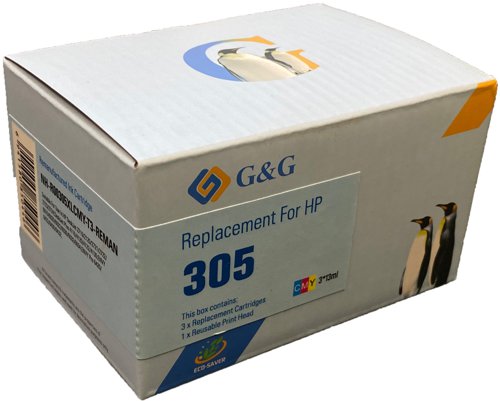 Remanufactured HP G+G 3YM63AE Hi Cap Eco Saver Tri Colour Ink Cartridge 305XL (1 Printhead + 3 Tanks) - Cannot use in e" suffix printers"