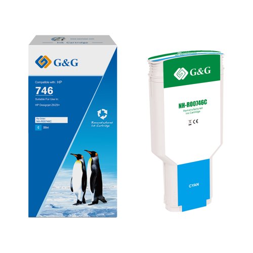 Remanufactured HP G+G 746 Cyan Ink Cartridge
