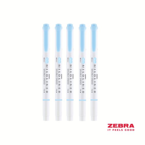 Zebra MILDLINER Double Ended Fluorescent Blue Highlighter - Pack of 10