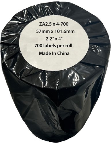 Compatible Zebra 57mm x 101.6mm White Label Roll - 500 Labels (ZA2.25x4-500) 25mm Core