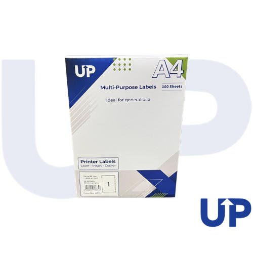 Alpa-Cartridge A4 Multipurpose Labels 1 Per Sheet 199.6 x 289mm (White) Pk of 100