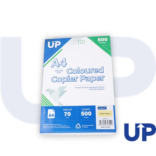 UP Coloured A4 Copier Paper 70GSM Pastel Yellow - 500 sheets - 1 Ream