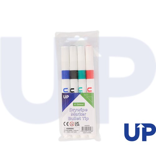 UP Drywipe Bullet Tip Marker Assorted Wallet (4)