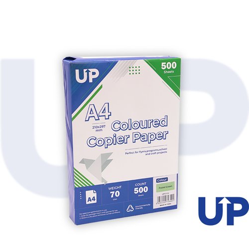 UP Coloured A4 Copier Paper 70GSM Pastel Green - 500 sheets - 1 Ream