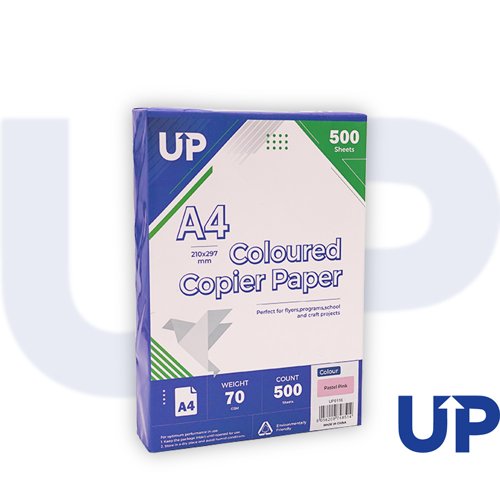 UP Coloured A4 Copier Paper 70GSM Pastel Pink - 500 sheets - 1 Ream