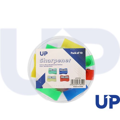 UP Single Hole Plastic Pencil Sharpener Assorted (10)