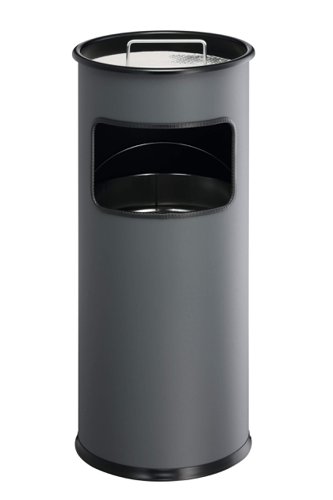Durable Round Ashtray Bin 17L Charcoal