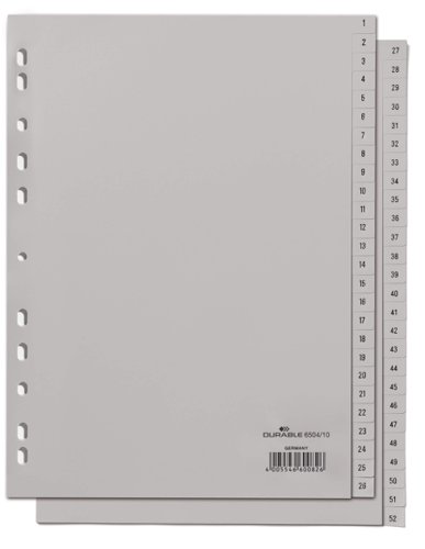Durable 52 Part Numbered Index Divider