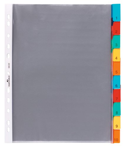 Durable 10 Part Numbered Index Divider