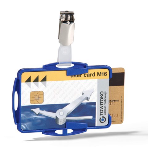 Durable Clip ID Card Holder Blue
