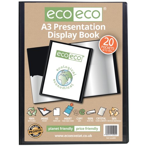 Eco Eco A3 50% Recycled Presentation Display Book with 20 Pockets - Single