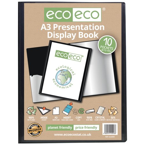 Eco Eco A3 50% Recycled 10 Pocket Presentation Display Book - Single