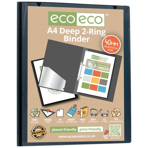 Eco Eco A4 95% Recycled Presentation Deep Ring Binder - Single