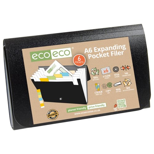 Eco Eco A6 50% Recycled Expanding File with 6 Pockets - Single