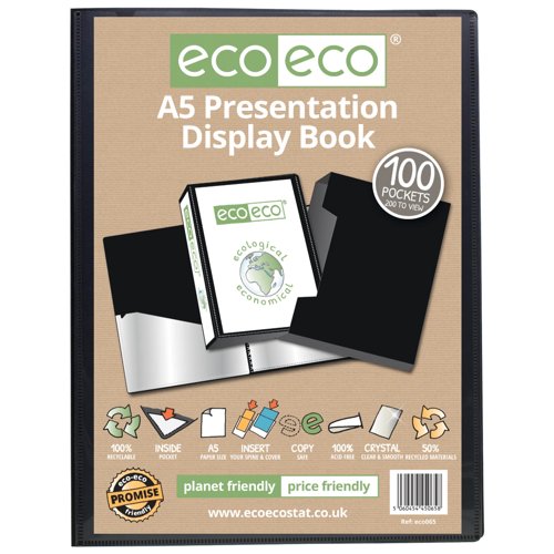 A5 50% Recycled 100 Pocket Presentation Display Book and Box - Single