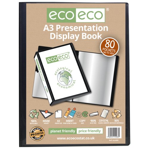 Eco Eco A3 50% Recycled Presentation Display Book with 80 Pockets - Single