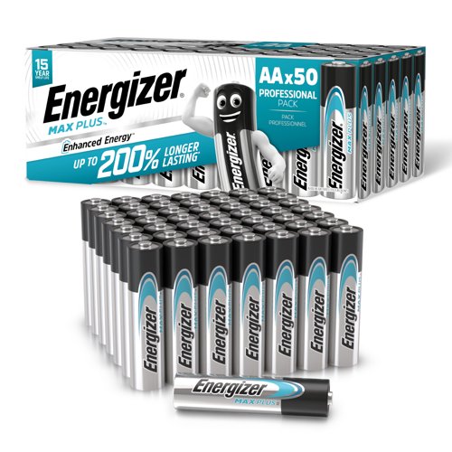 Energizer Max Plus Alkaline AA Battery Pack of 50