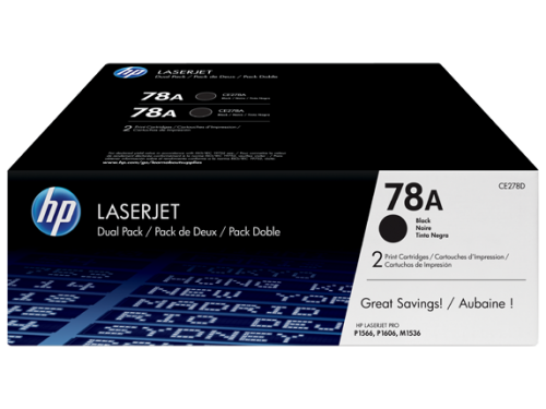 OEM HP CE278AD (78A) Toner Black 2.1K Pages Pack Qty 2