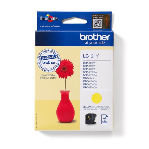 OEM Brother LC121Y Ink Cartridge Yellow 300 Pages 3.9ml