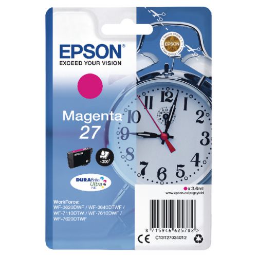 OEM Epson C13T27034012 (27) Ink Cartridge Magenta 300 Pages 3.6ml