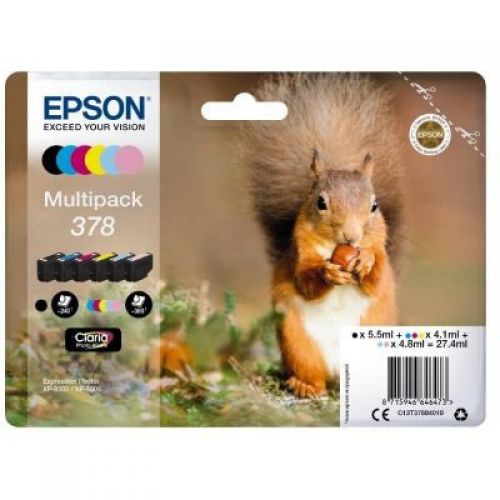 OEM Epson 378 Original Claria Photo HD Standard Capacity Ink Cartridge Multipack (Squirrel)
