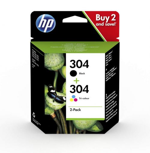 OEM HP 304 Black and Tri-Colour Original Ink Cartridge Multipack 3JB05AE