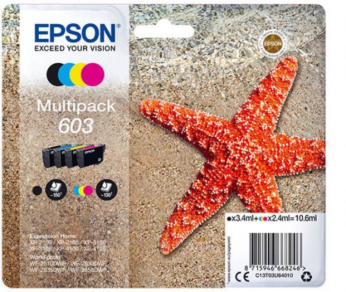 OEM Epson 603 4 Colour Original Ink Cartridge Multipack C13T03U64010