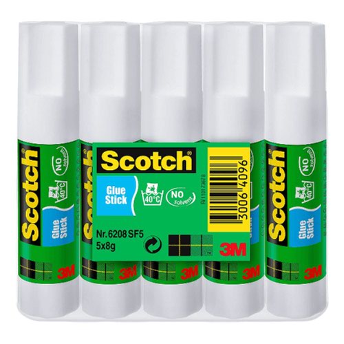 Scotch Permanent Glue Stick, 5 Sticks, 8 g