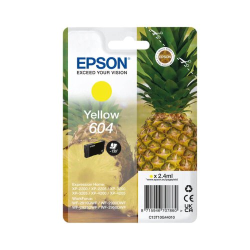 OEM Epson 604 (T10G44010) Yellow Original Standard Capacity Ink Cartridge (Pineapple)