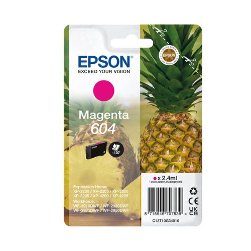 OEM Epson 604 (T10G34010) Magenta Original Standard Capacity Ink Cartridge (Pineapple)